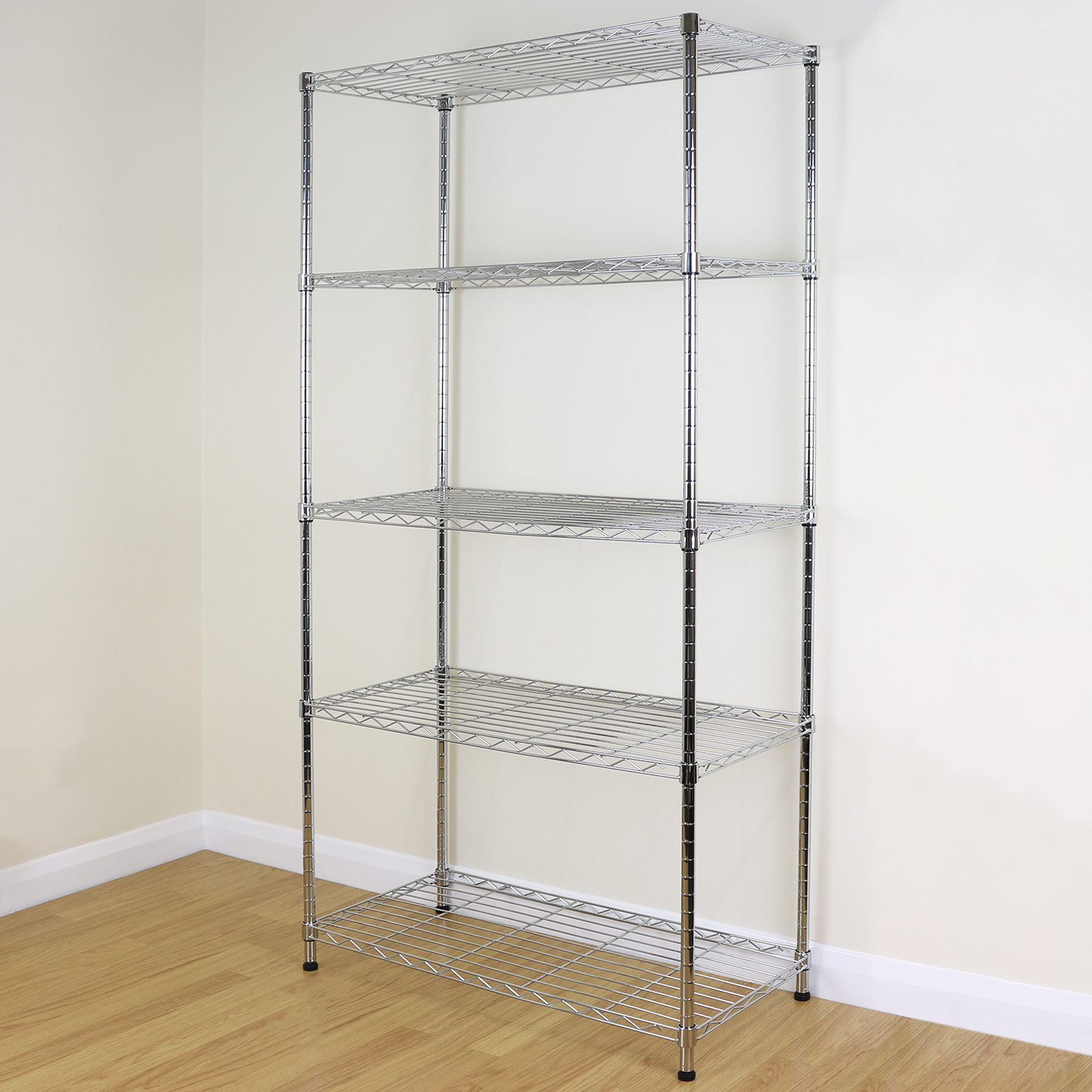 5 Tier Chrome Metal Storage Rack/Shelving Wire Shelf Kitchen/Office